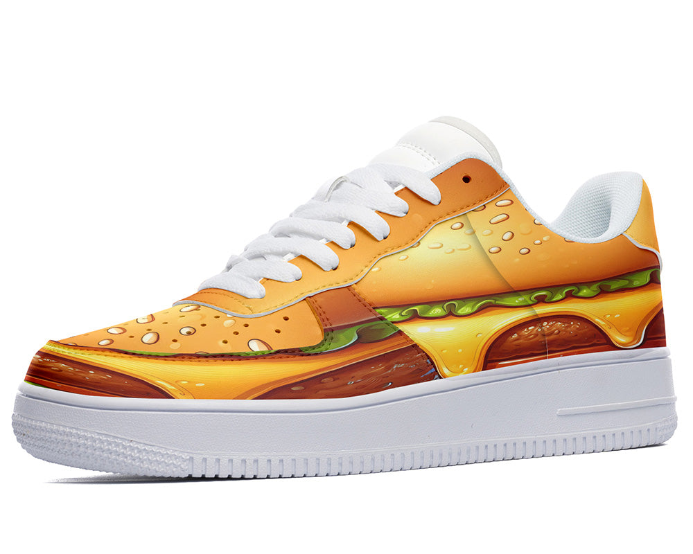 Burger Sneakers: Cheeseburger Illustration Court Sneakers