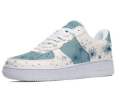 Custom Kiks_white sneaker with a light blue dandelion print