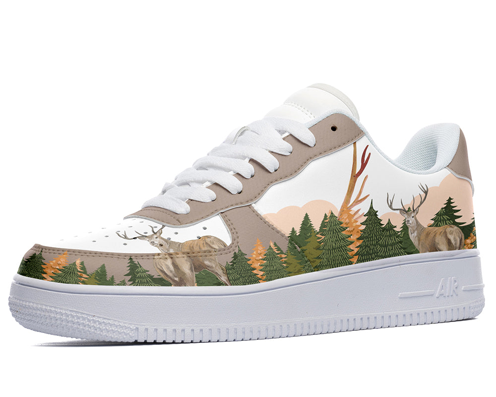 Deer Sneakers: Woodland Deer Illustration Court Sneakers