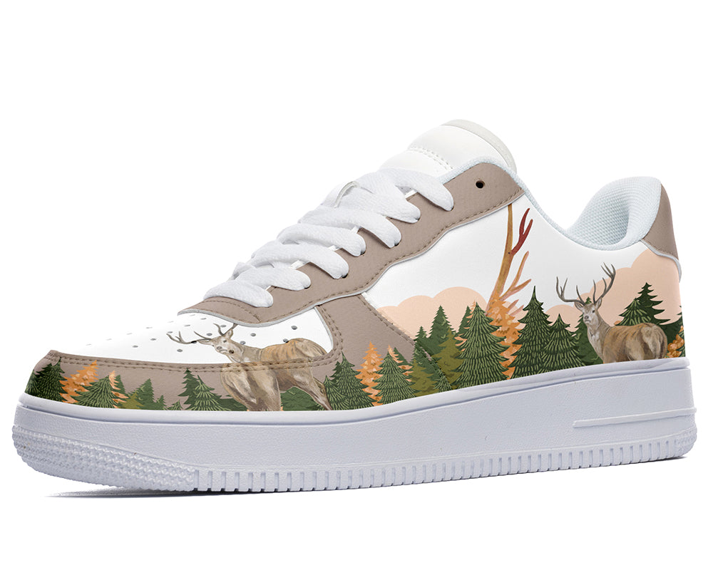Deer Sneakers: Woodland Deer Illustration Court Sneakers