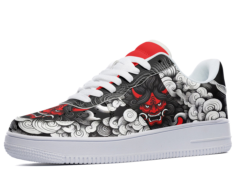 Oni Mask Sneakers: Japanese Demon Wave Court Sneakers