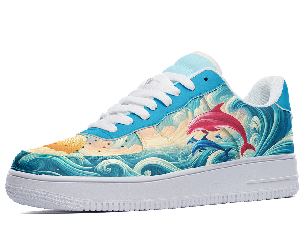 Dolphin Sneakers: Dolphin Illustration Court Sneakers
