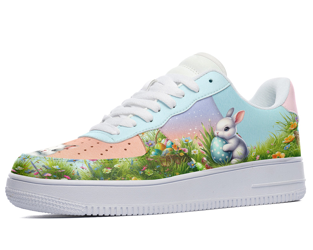 Easter Bunny Sneakers: Easter Bunny and Egg Pattern Court Sneakers