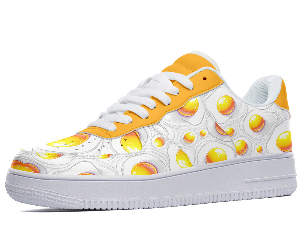 Sunny Side Up Sneakers: Sunny Side Up Egg Pattern Court Sneakers