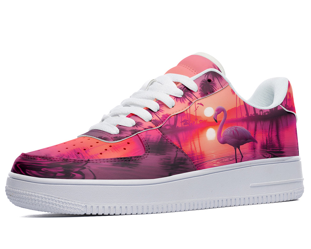 Flamingo Sneakers: Flamingo Illustration Court Sneakers