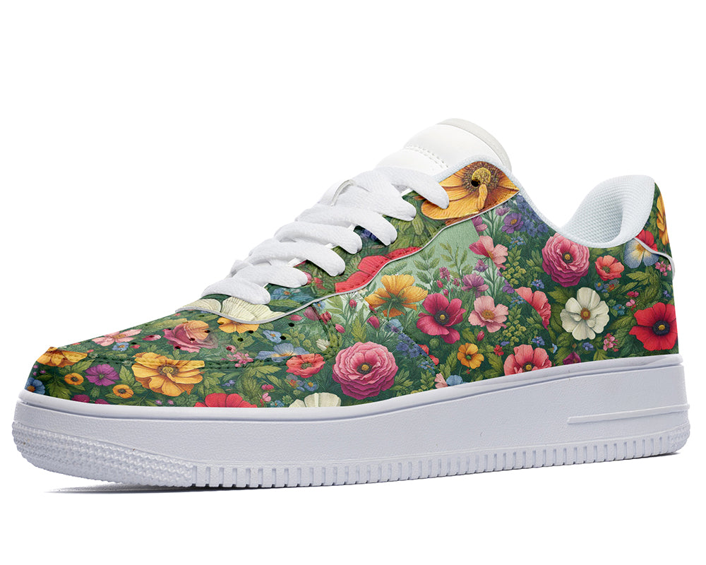 Flower Garden Sneakers: Floral Garden Illustration Court Sneakers