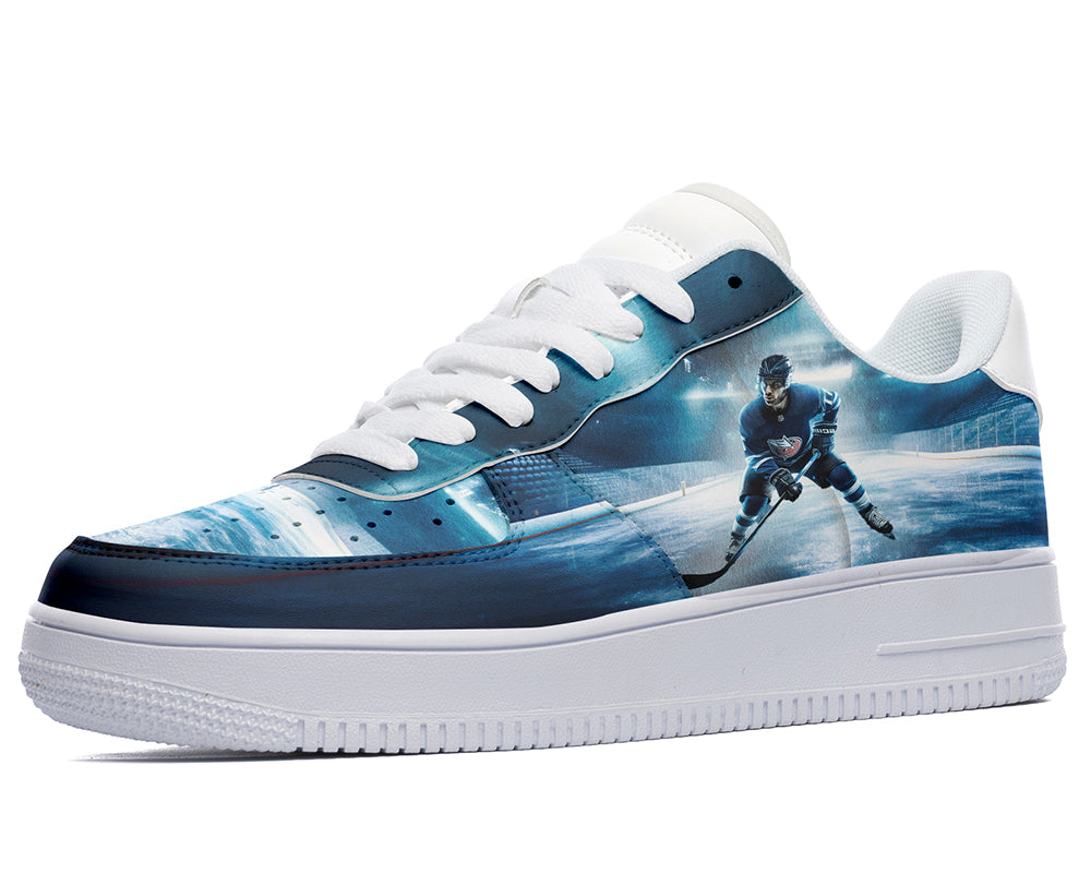 Hockey Sneakers: Hockey Player Ice Rink Scene Court Sneakers