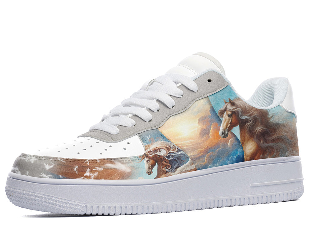 Horse Sneakers: Horse Illustration Court Sneakers