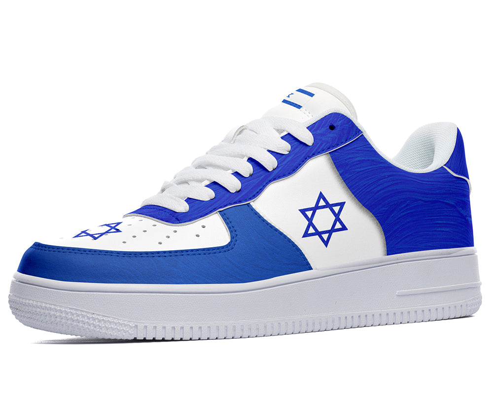Israeli Flag Sneakers: Israeli Flag Pattern Court Sneakers