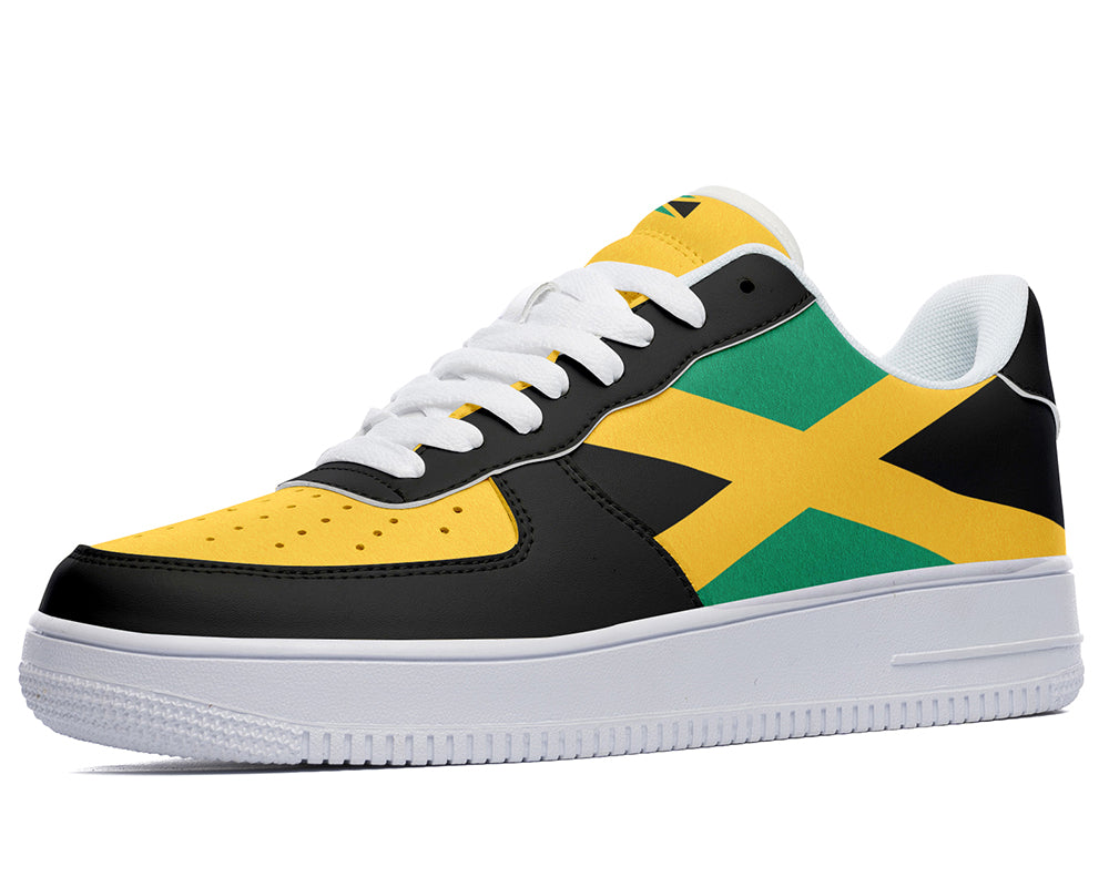 Jamaican Flag Sneakers: Jamaican Flag Pattern Court Sneakers