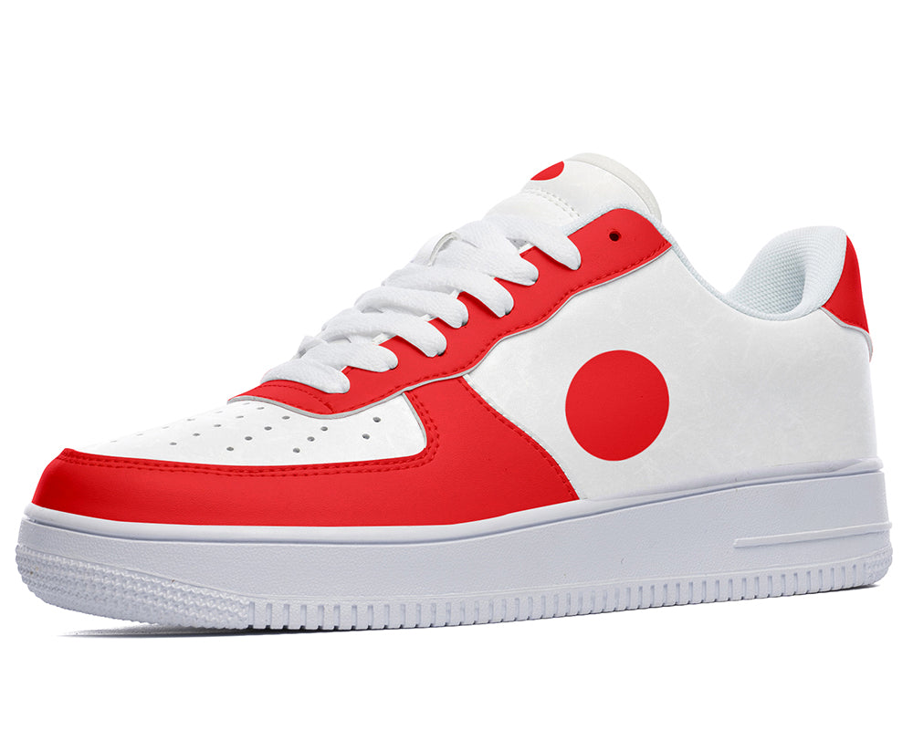 Japanese Flag Sneakers: Japanese Flag Pattern Court Sneakers