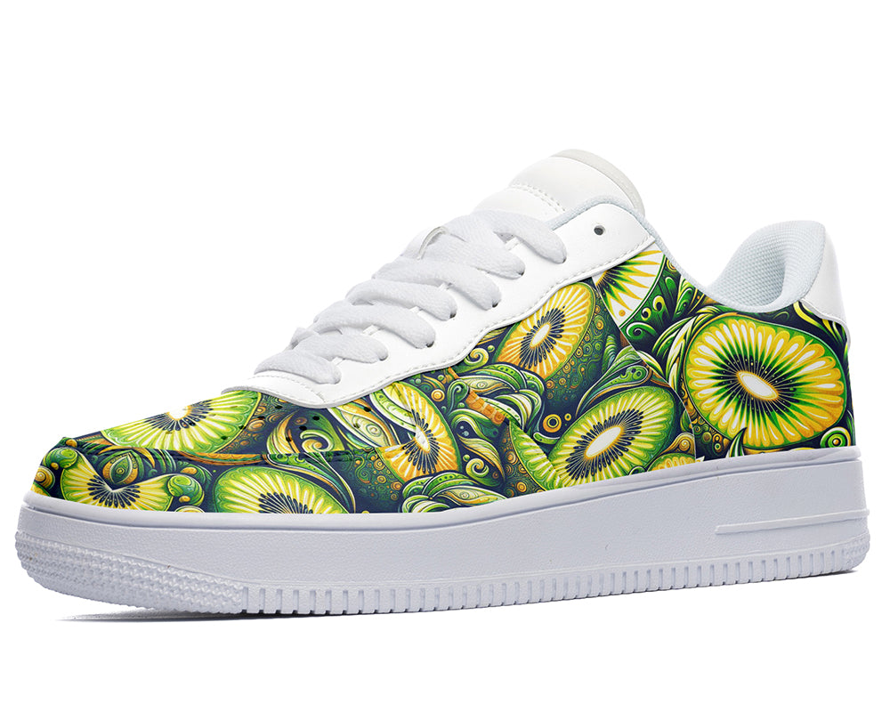 Kiwi Sneakers: Kiwi Fruit Pattern Court Sneakers