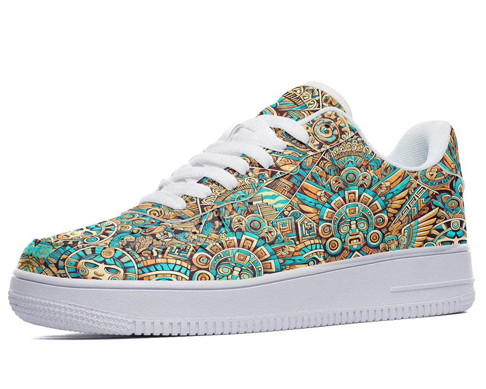 Mayan Sneakers: Mayan Pattern Court Sneakers