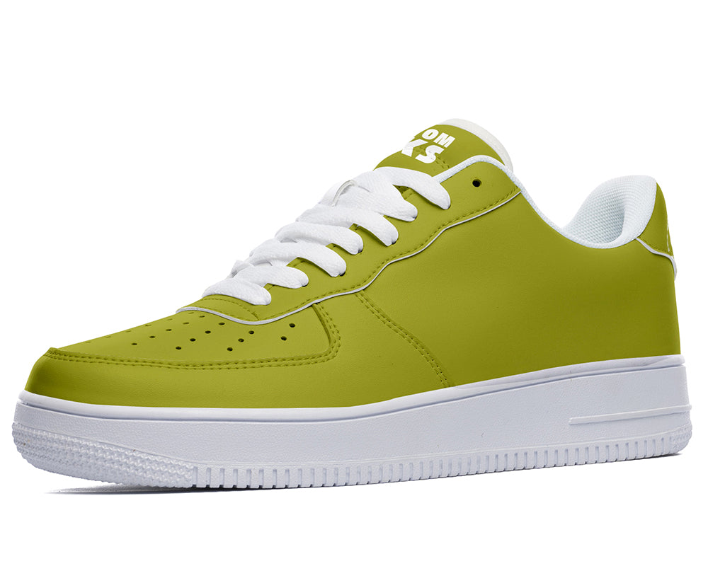 Olive Green Sneakers: Solid Olive Green Court Sneakers