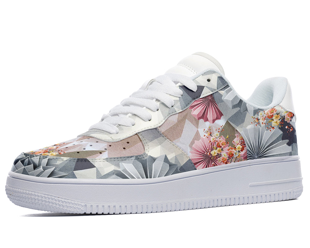 Origami Flower Sneakers: Origami Paper & Flower Pattern Court