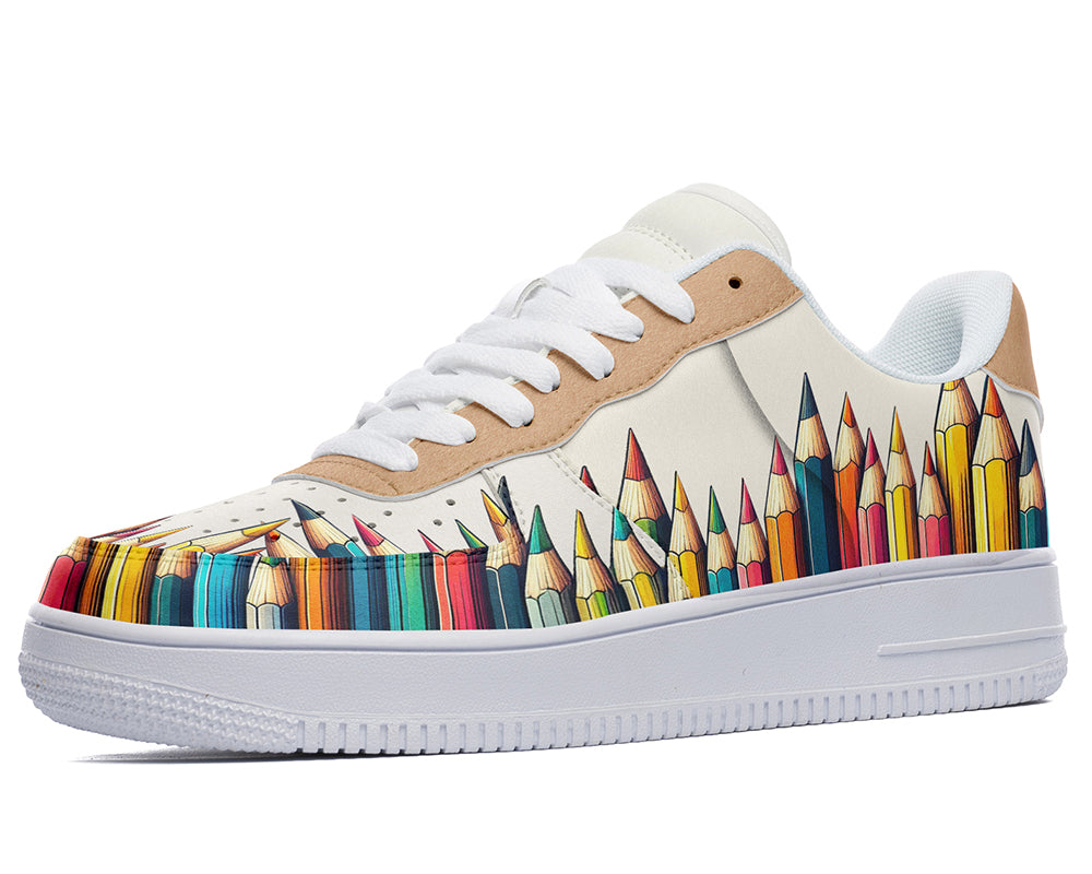 Pencil Sneakers: Pencil Pattern Court Sneakers