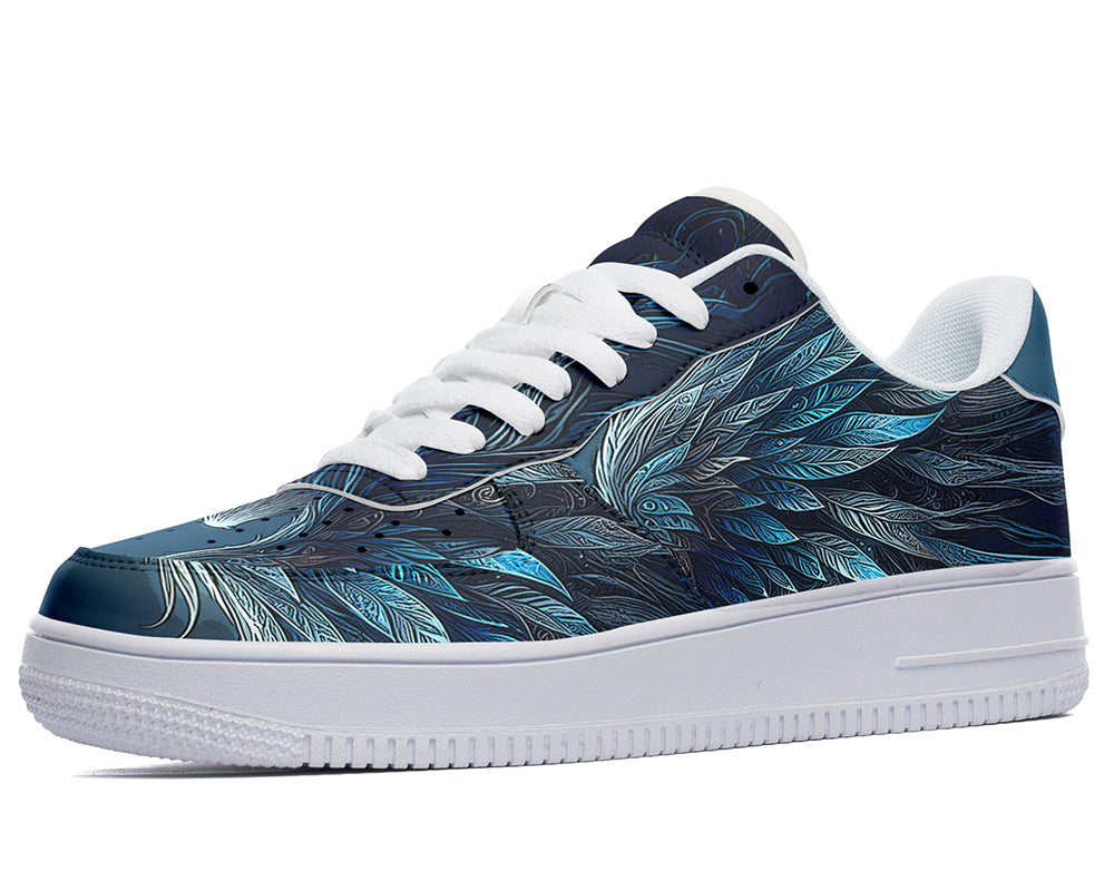 Phoenix Sneakers: Phoenix Feather Pattern Court Sneakers