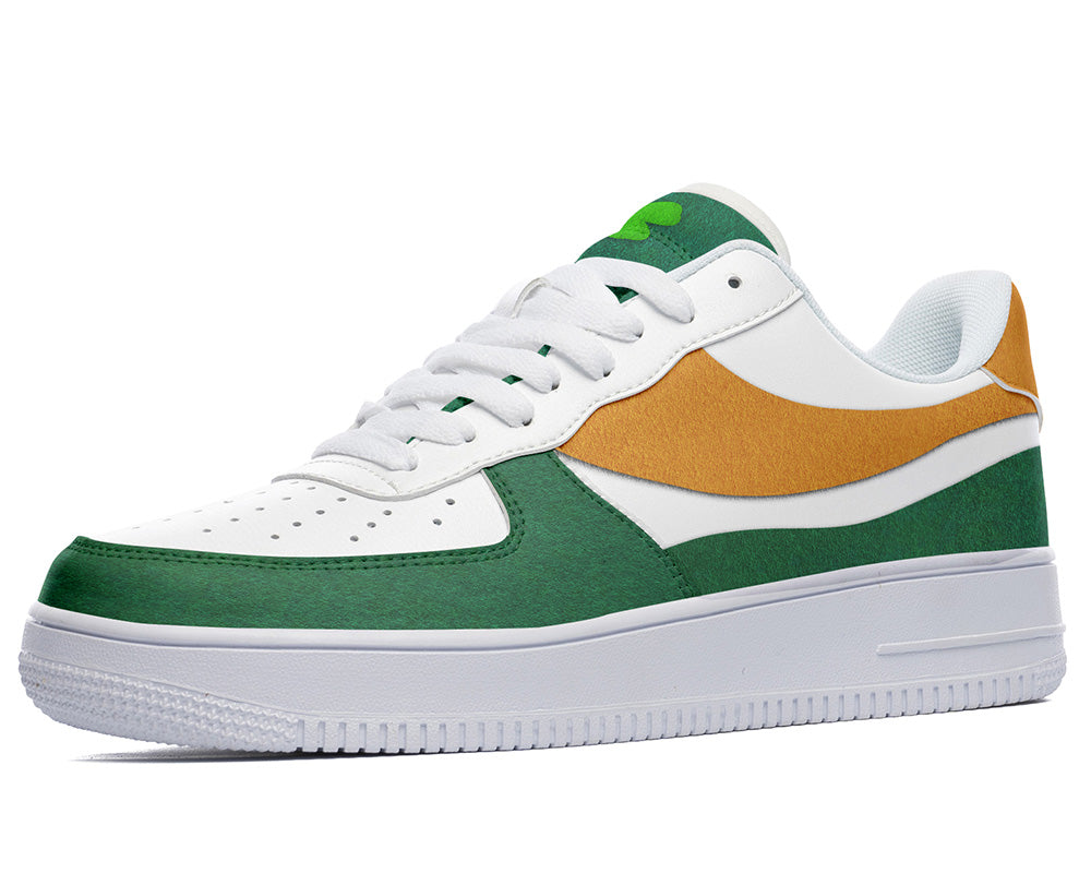 Saint Patrick Sneakers: Green and Gold Court Sneakers