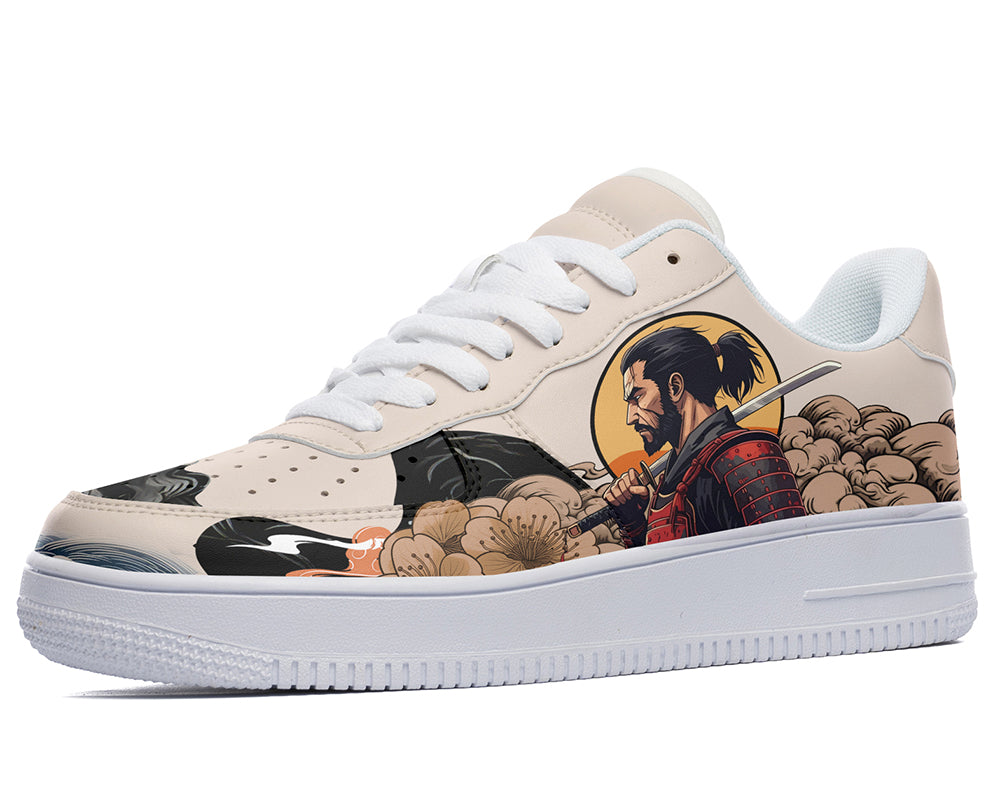 Samurai Sneakers: Samurai Warrior Illustration Court Sneakers