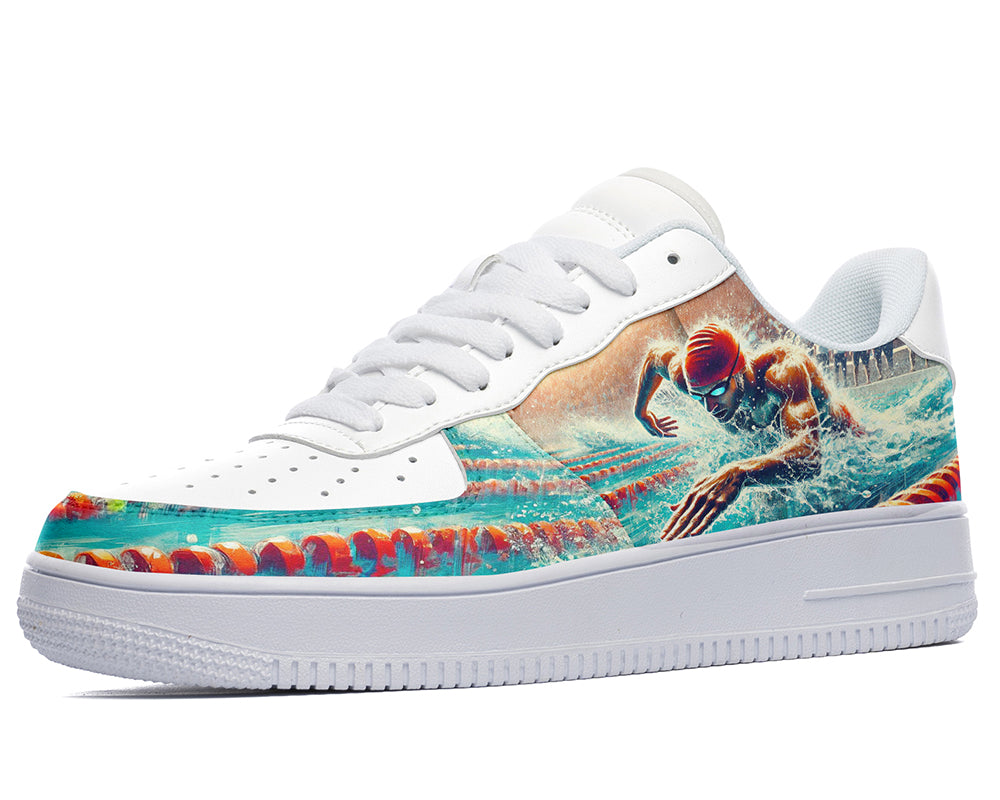 Swimming Sneakers: Swimmer Illustration Court Sneakers