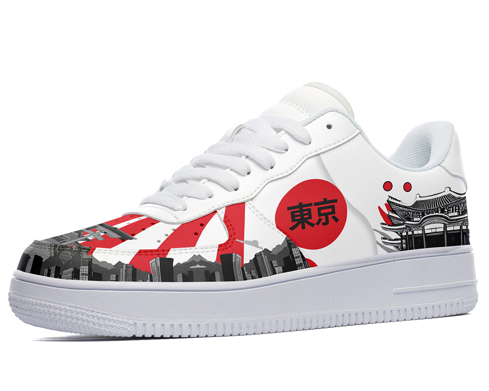 Tokyo Sneakers: Tokyo City Skyline Pattern Court Sneakers