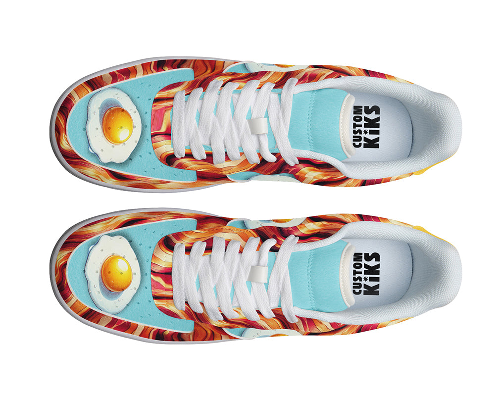 Bacon and Eggs Sneakers: Bacon and Eggs Pattern Court Sneakers