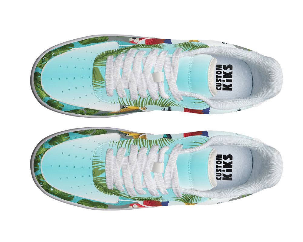 Tropical Bird Sneakers: Tropical Bird Illustration Court Sneakers