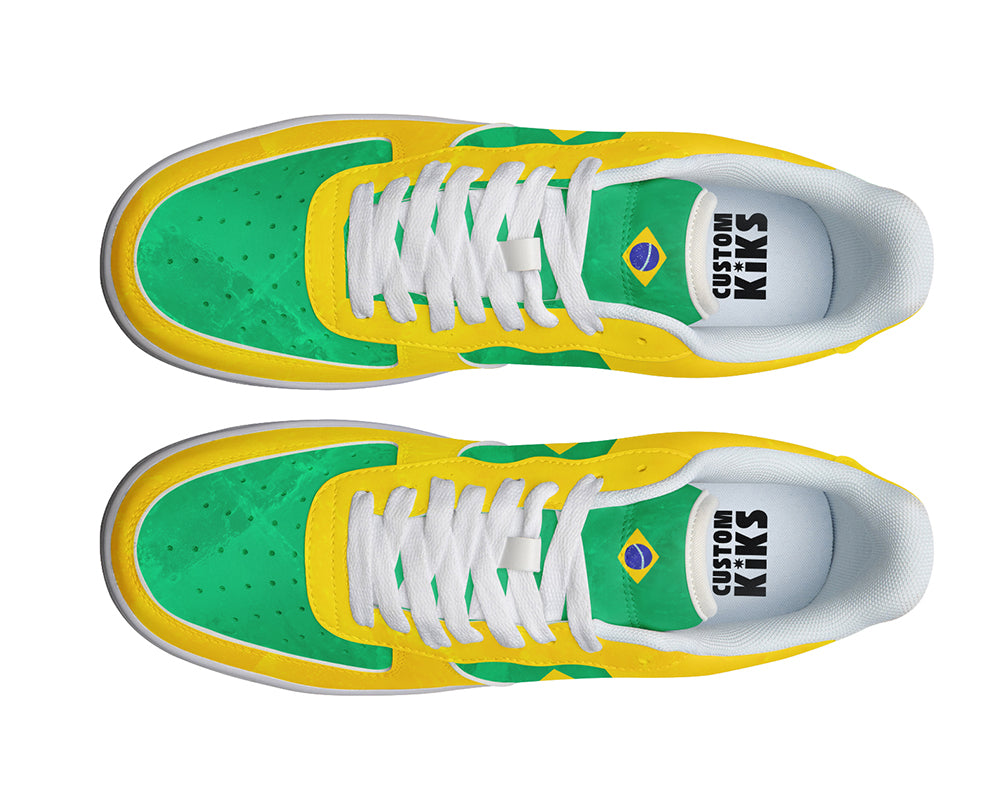 Brazilian Flag Sneakers: Brazilian Flag Pattern Court Sneakers