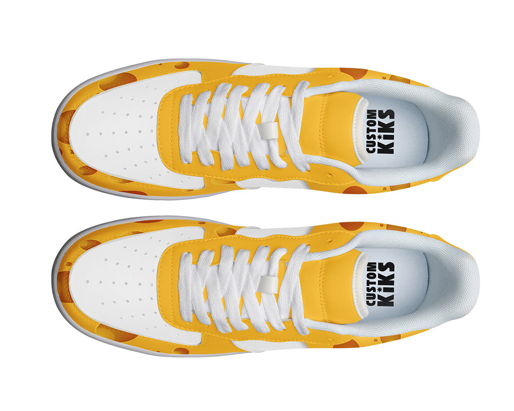 Cheese Sneakers: Cheese Pattern Court Sneakers