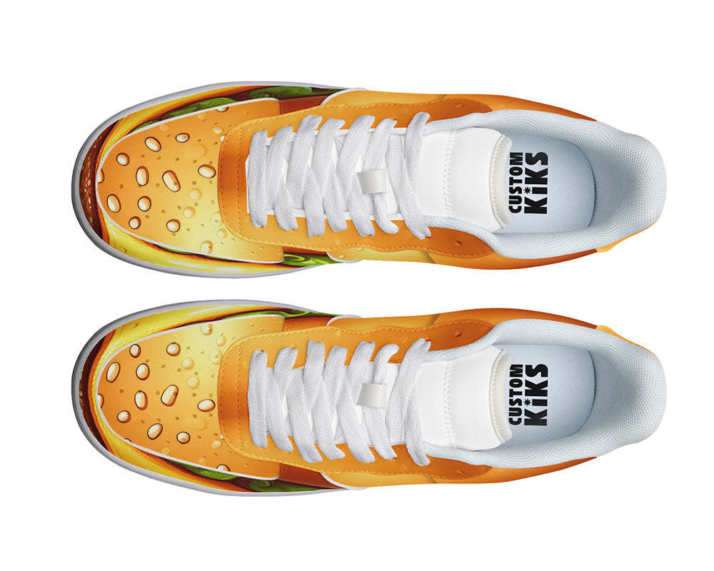 Burger Sneakers: Cheeseburger Illustration Court Sneakers
