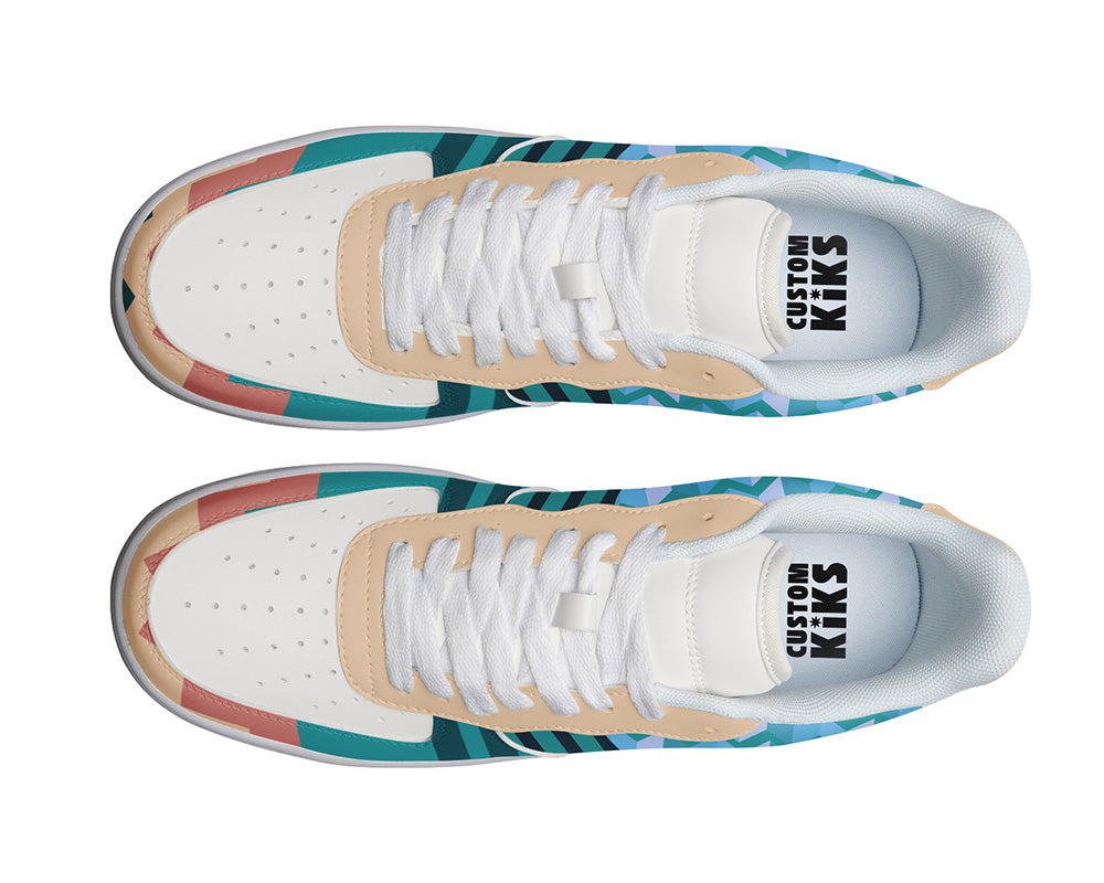 Teal Chevron Sneakers: Chevron & Stripe Pattern Sneakers