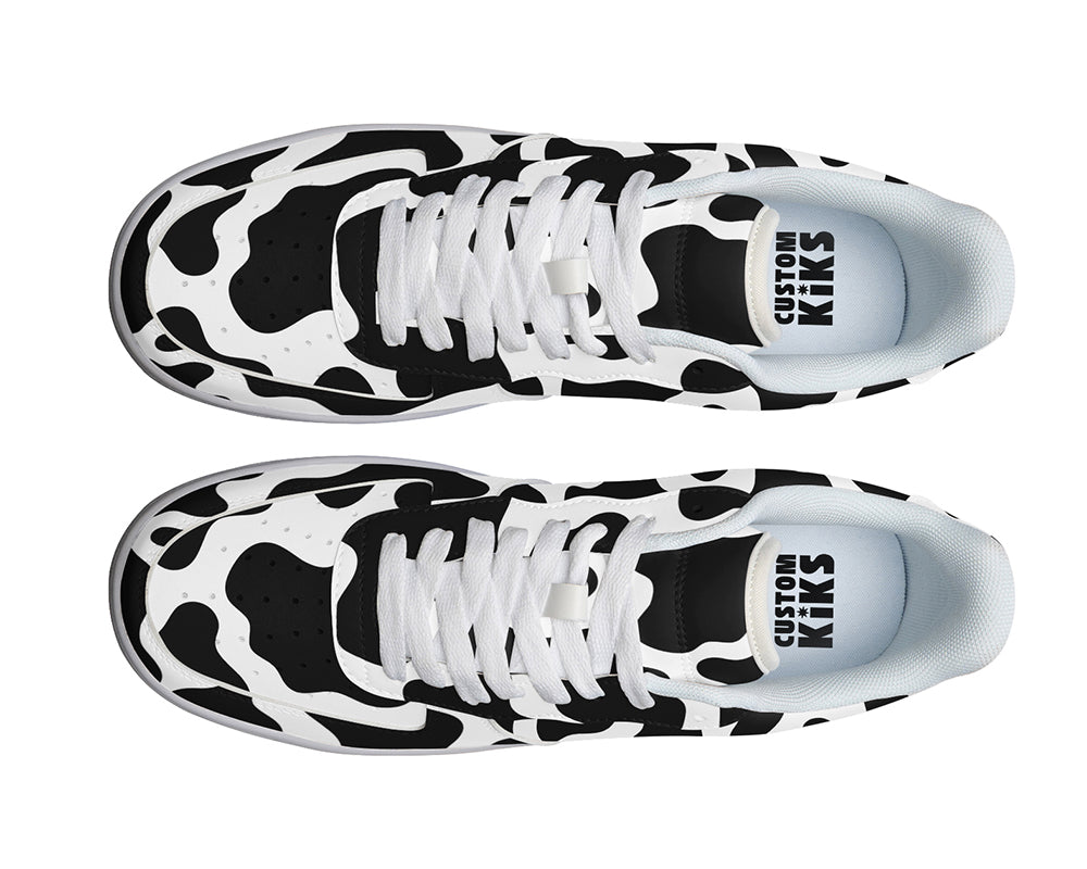 Cow Print Sneakers: Cow Print Pattern Court Sneakers