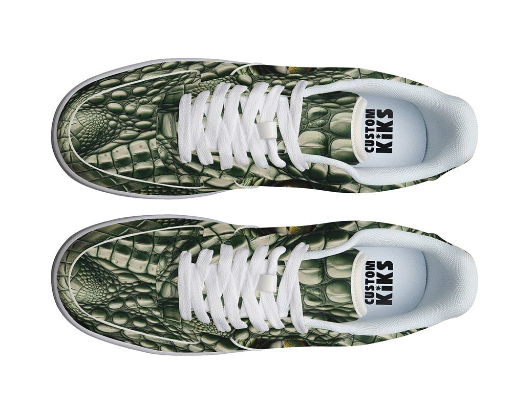 Crocodile Sneakers: Crocodile Skin Pattern Court Sneakers