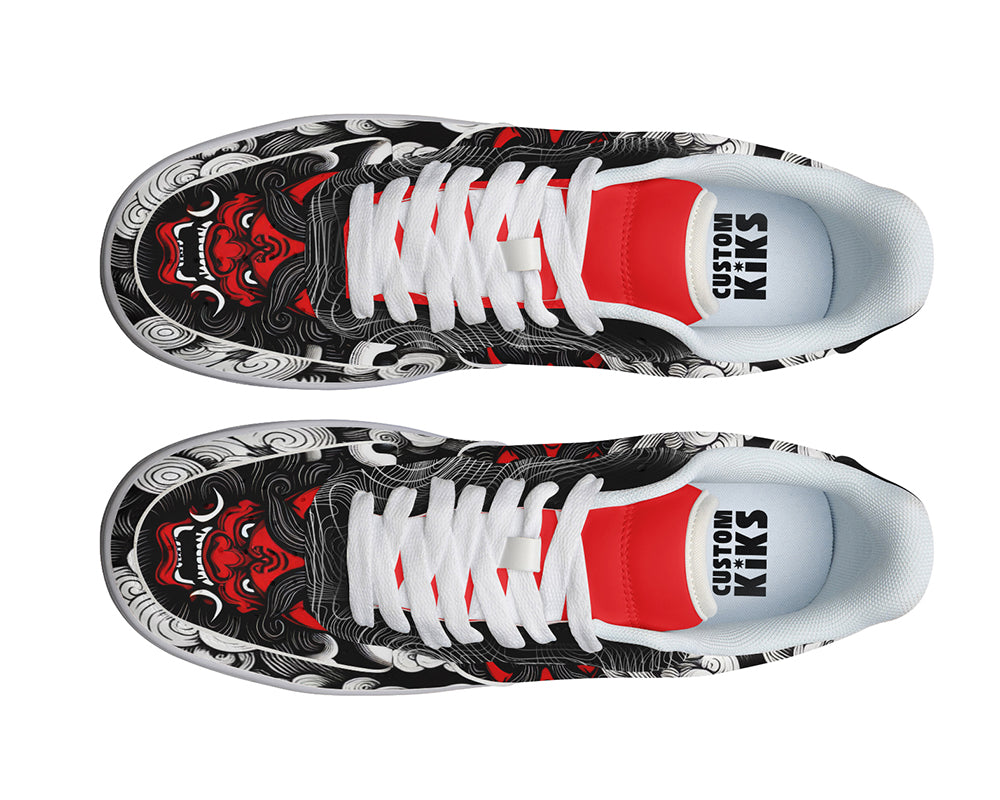 Oni Mask Sneakers: Japanese Demon Wave Court Sneakers