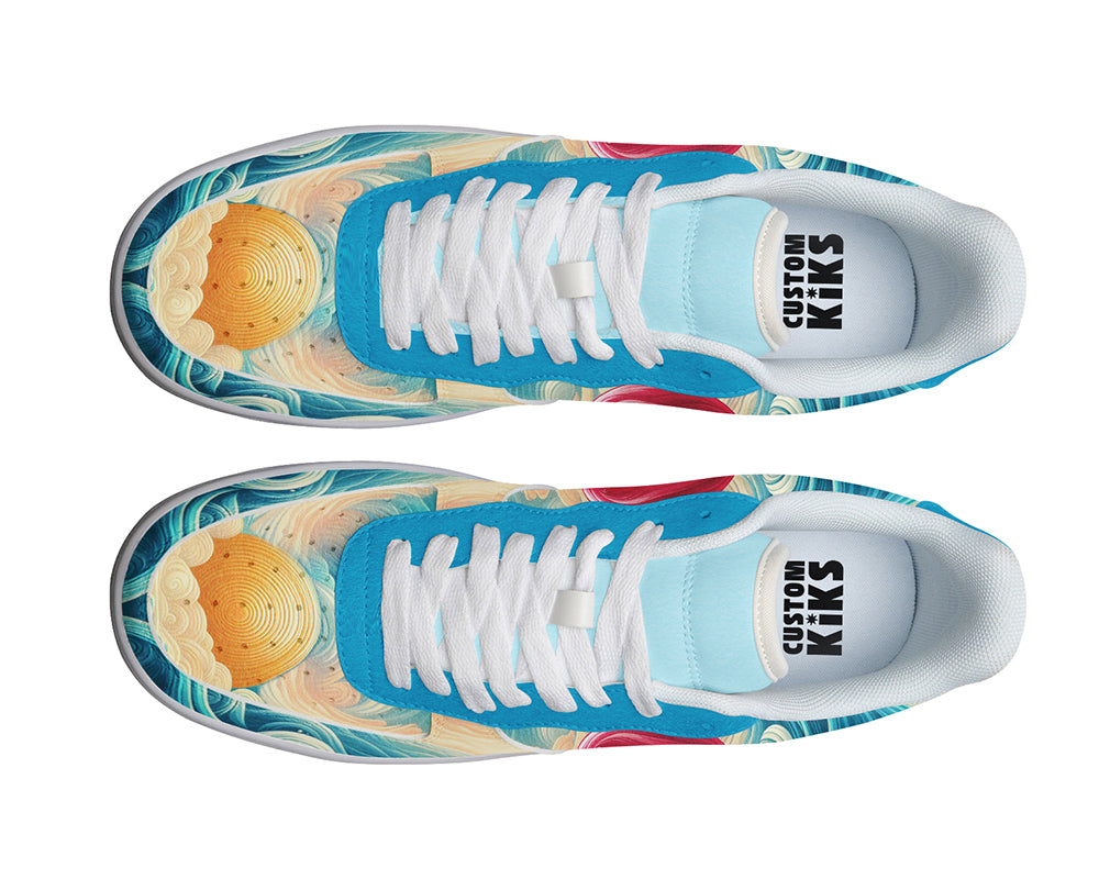 Dolphin Sneakers: Dolphin Illustration Court Sneakers