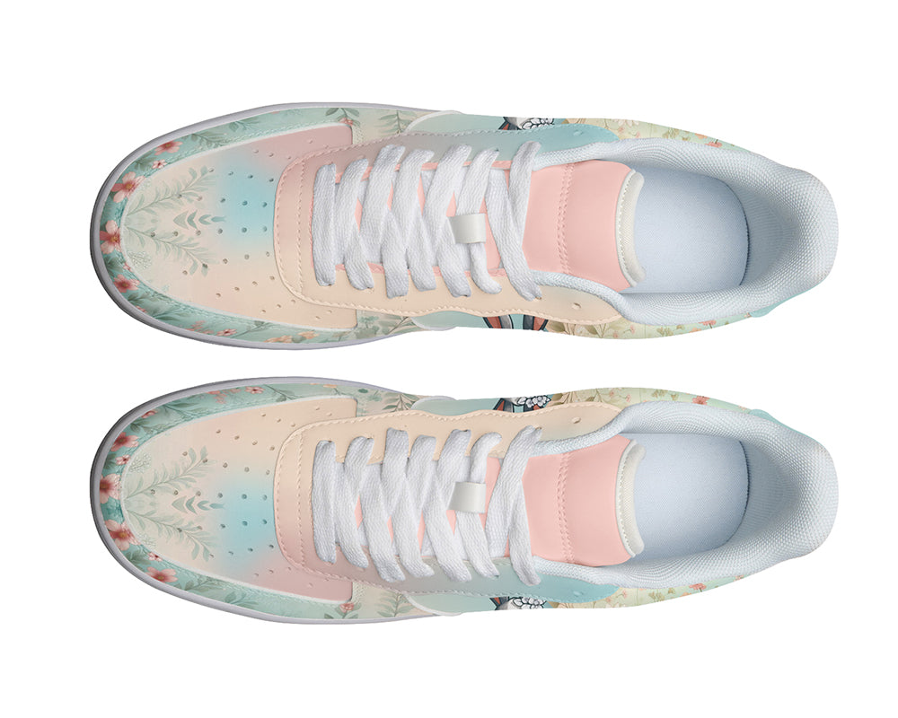 Easter Bunny Sneakers: Easter Bunny Floral Pattern Court Sneakers
