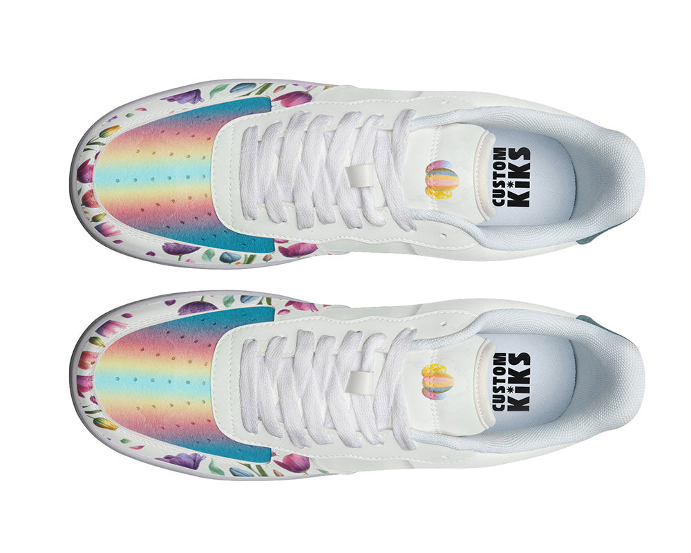 Easter Tulip Sneakers: Easter Tulip Pattern Court Sneakers