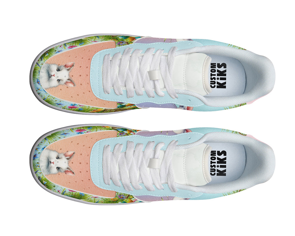 Easter Bunny Sneakers: Easter Bunny and Egg Pattern Court Sneakers