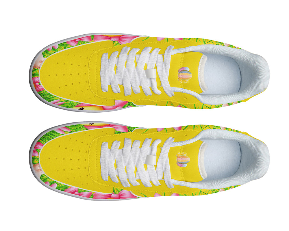 Easter Chick Sneakers: Easter Chick & Bunny Pattern Court Sneakers