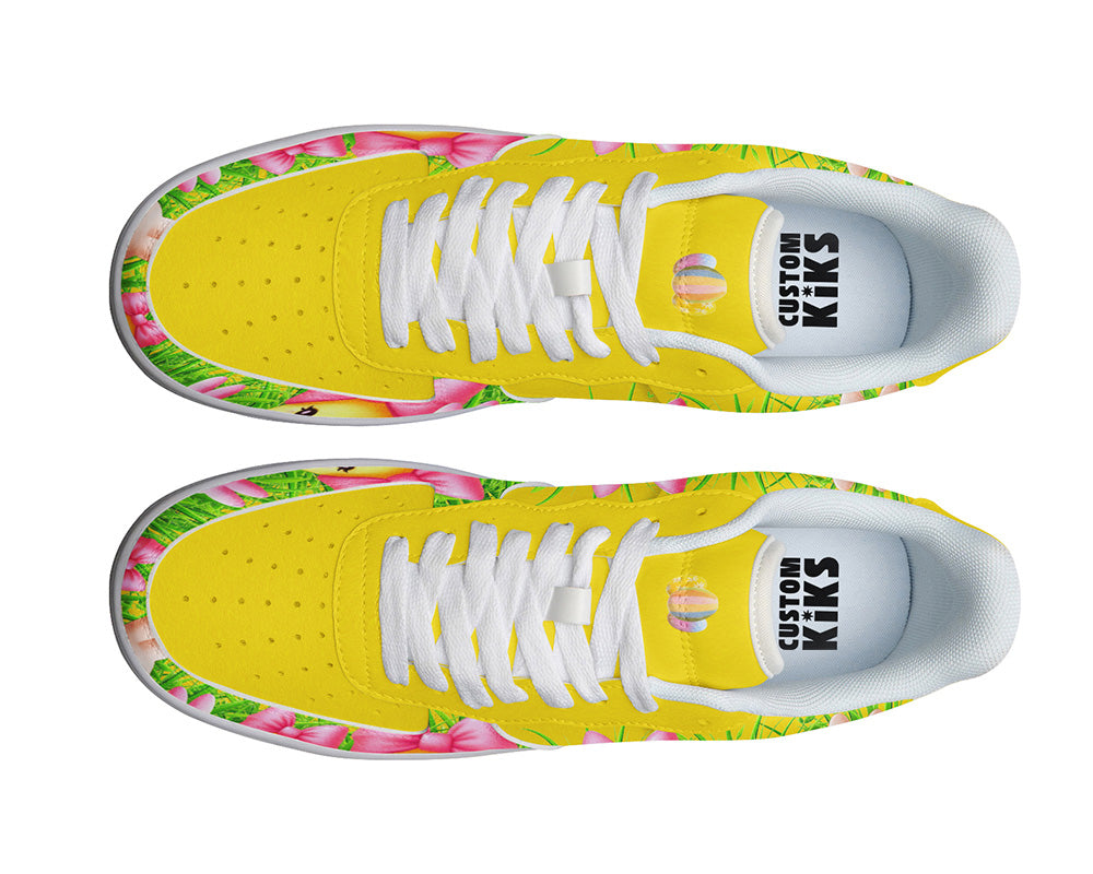 Easter Chick Sneakers: Easter Chick and Bunny Pattern Court Sneakers
