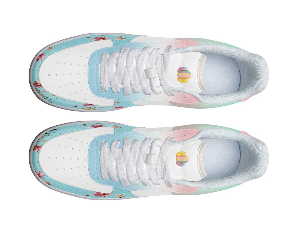 Spring Floral Sneakers: Easter Floral Pattern Court Sneakers