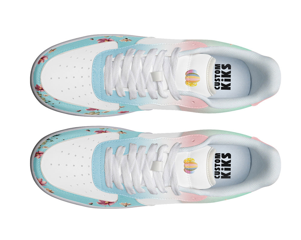 Spring Floral Sneakers: Easter Floral Pattern Court Sneakers