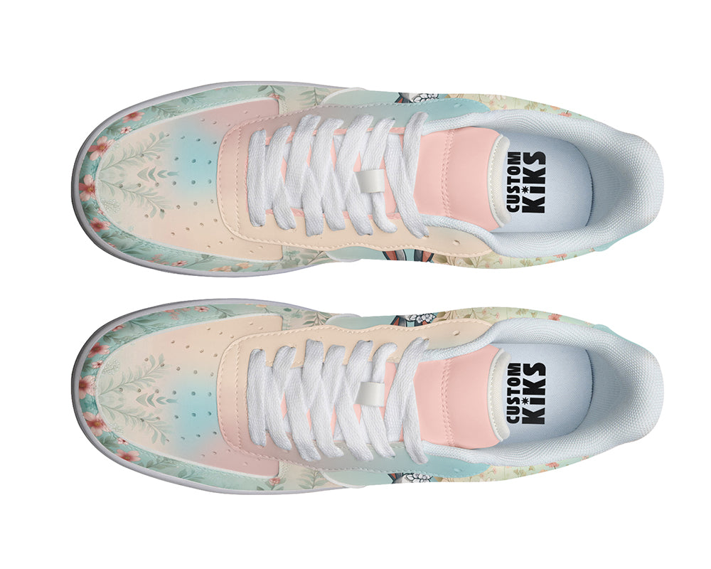 Easter Bunny Sneakers: Easter Bunny Floral Pattern Court Sneakers