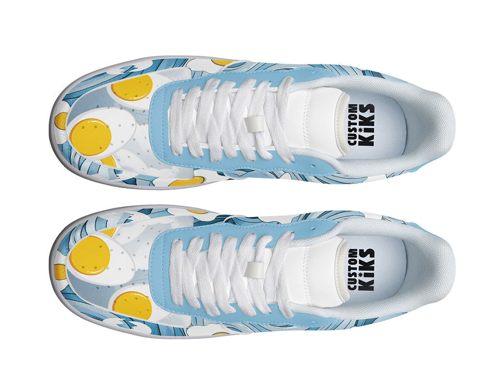 Fried Egg Sneakers: Fried Egg Pattern Court Sneakers