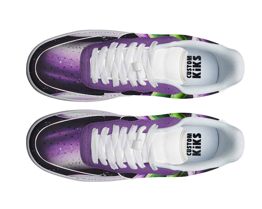 Eggplant Sneakers: Eggplant Pattern Court Sneakers
