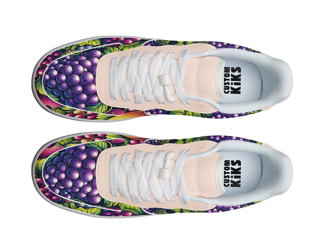 Grape Sneakers: Grapes Illustration Court Sneakers
