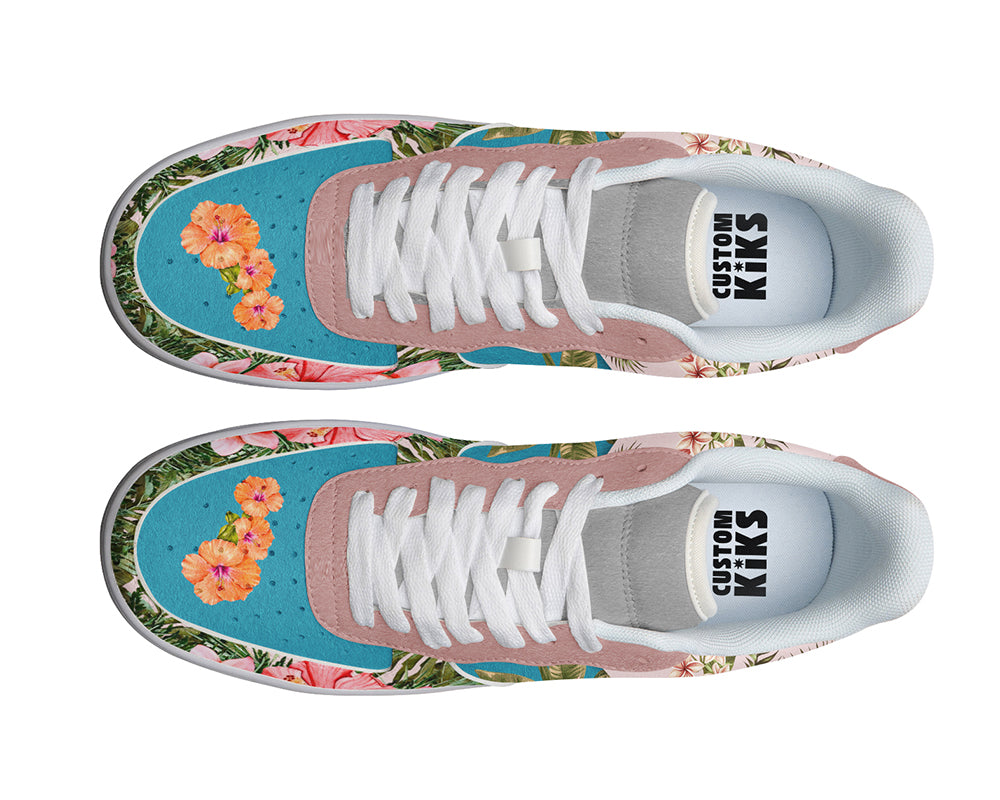 Tropical Bloom Sneakers: Tropical Flowers Court Sneakers