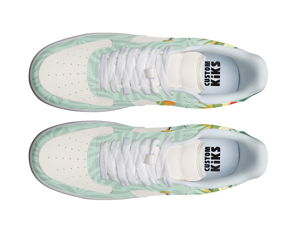 Hibiscus Sneakers: Hibiscus Flower Pattern Court Sneakers