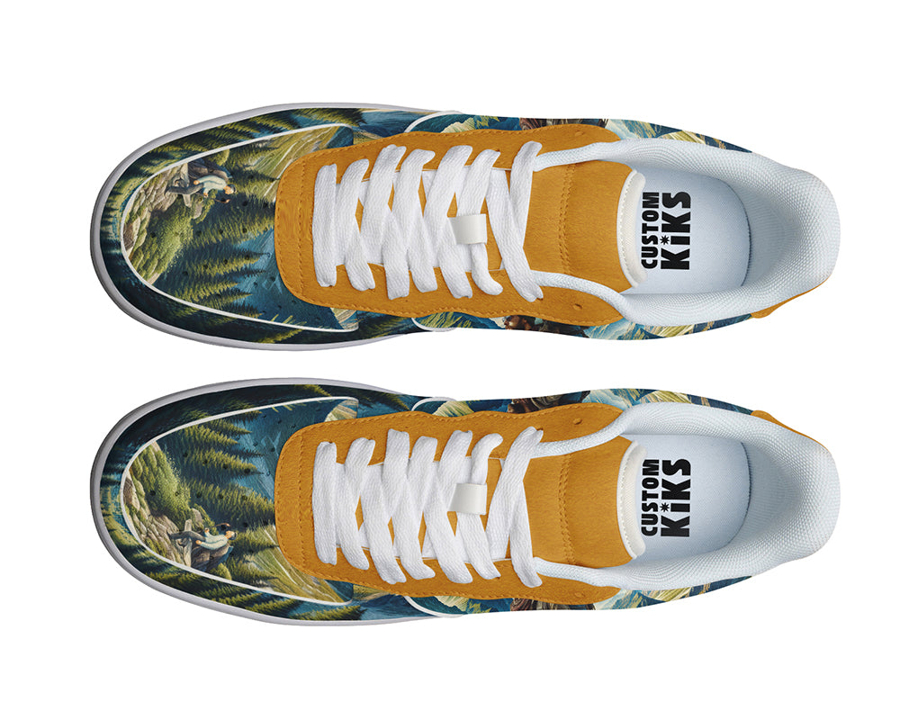 Hiking Sneakers: Mountain Hiking Illustration Court Sneakers