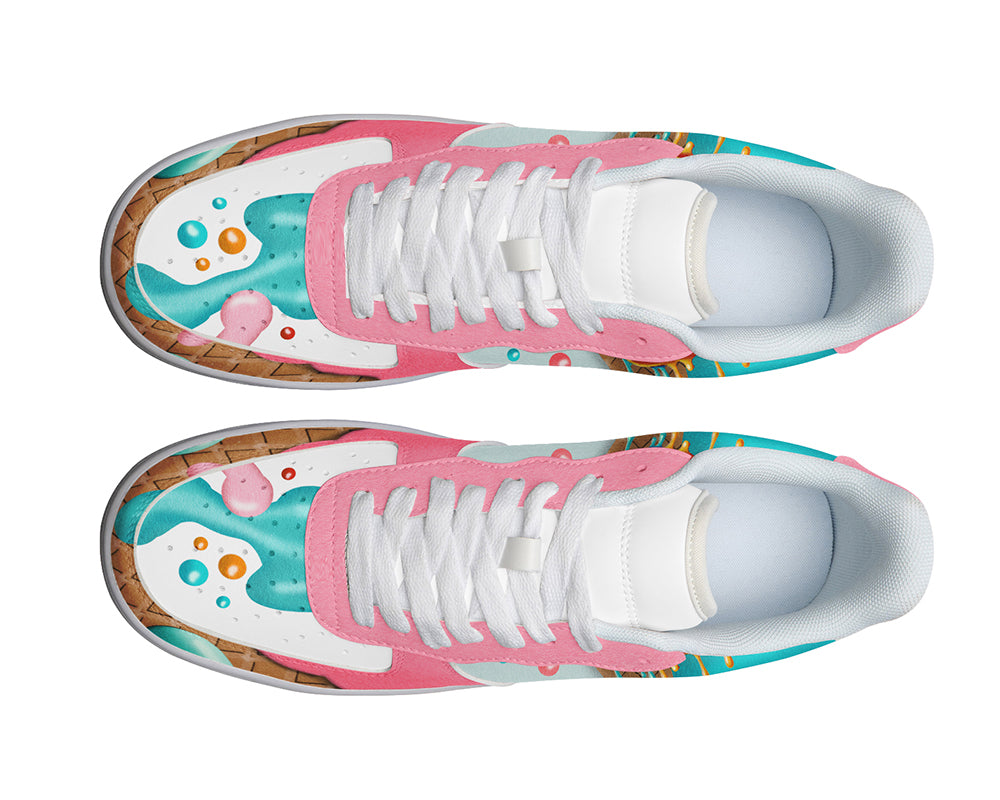 Ice Cream Sneakers: Dessert Illustration Court Sneakers